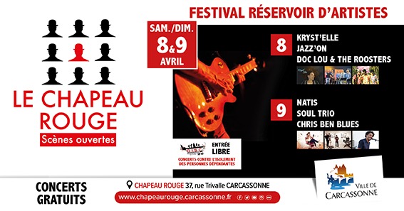 Rappel Presse / FESTIVAL RÉSERVOIR D’ARTISTES les 8 et 9 avril au Chapeau Rouge de Carcassonne
